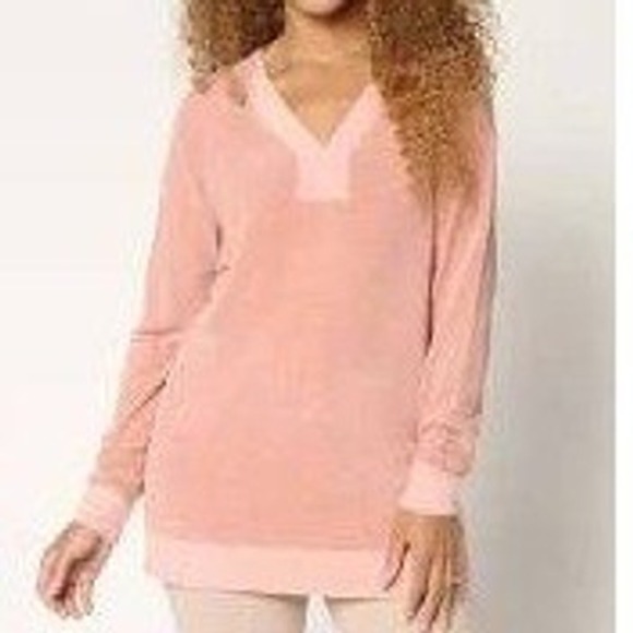 Barefoot Dreams Tops - Barefoot Dreams CozyChic Ultra Lite Color Block V-Neck Tunic Wild Rose MP NEW